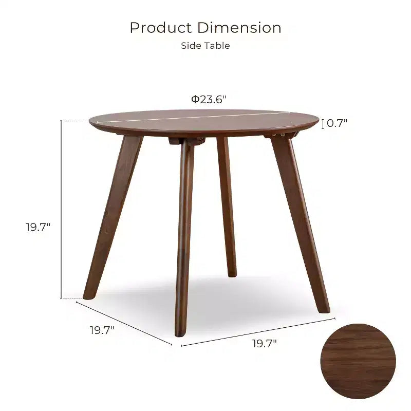 HOMES: Inside + Out Ensemble de 2 tables d'appoint de style moderne du milieu du siècle Creekside avec chaise, couleur noyer