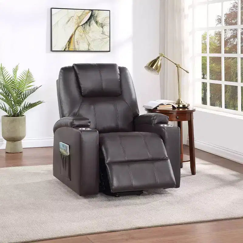 Canapé inclinable électrique en cuir (tissu effet cuir) Evander de Acme Furniture, marron