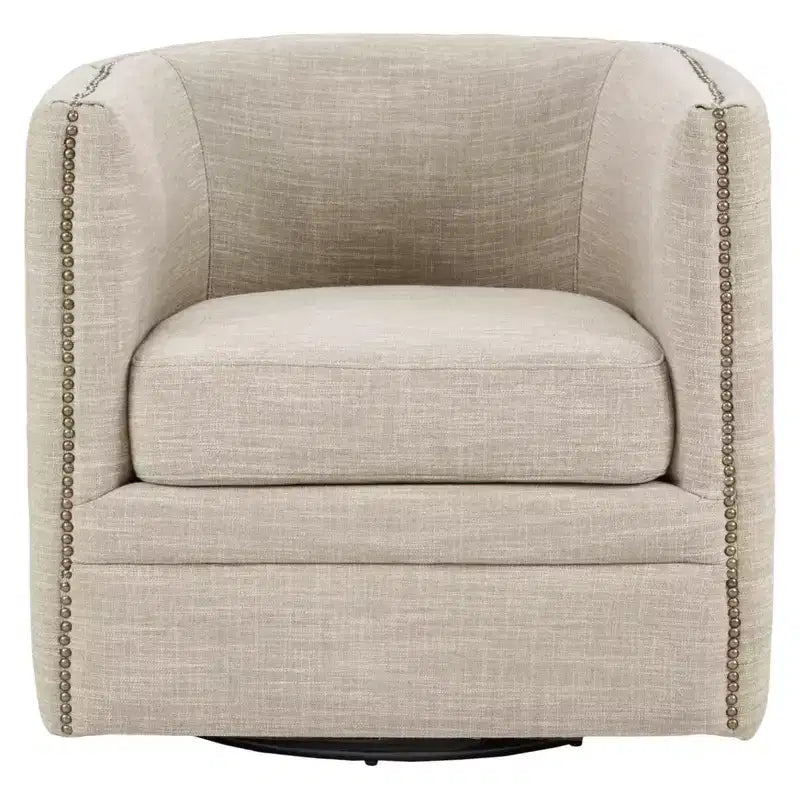 Fauteuil pivotant Milton - Crème : Siège de salon confortable, dossier capitonné, aucun assemblage requis