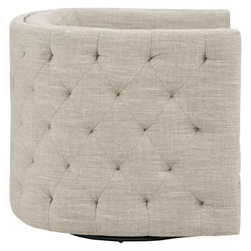 Fauteuil pivotant Milton - Crème : Siège de salon confortable, dossier capitonné, aucun assemblage requis