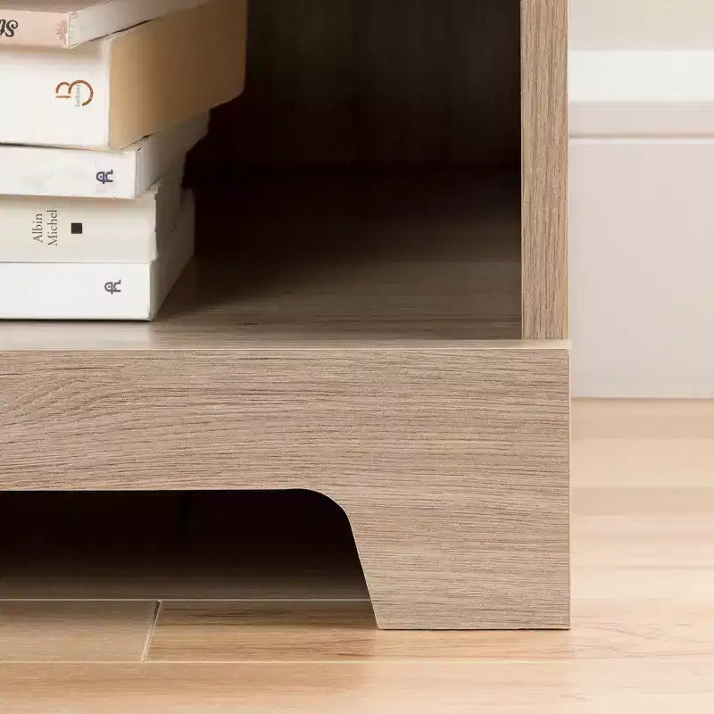 Table de chevet Primo à 1 tiroir Chêne rustique - South Shore : Poignée en métal, Rangement à étagère ouverte