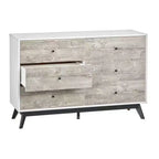 Commode 6 tiroirs Buylateral Crislana Mid-Century Moderne Gris/Blanc