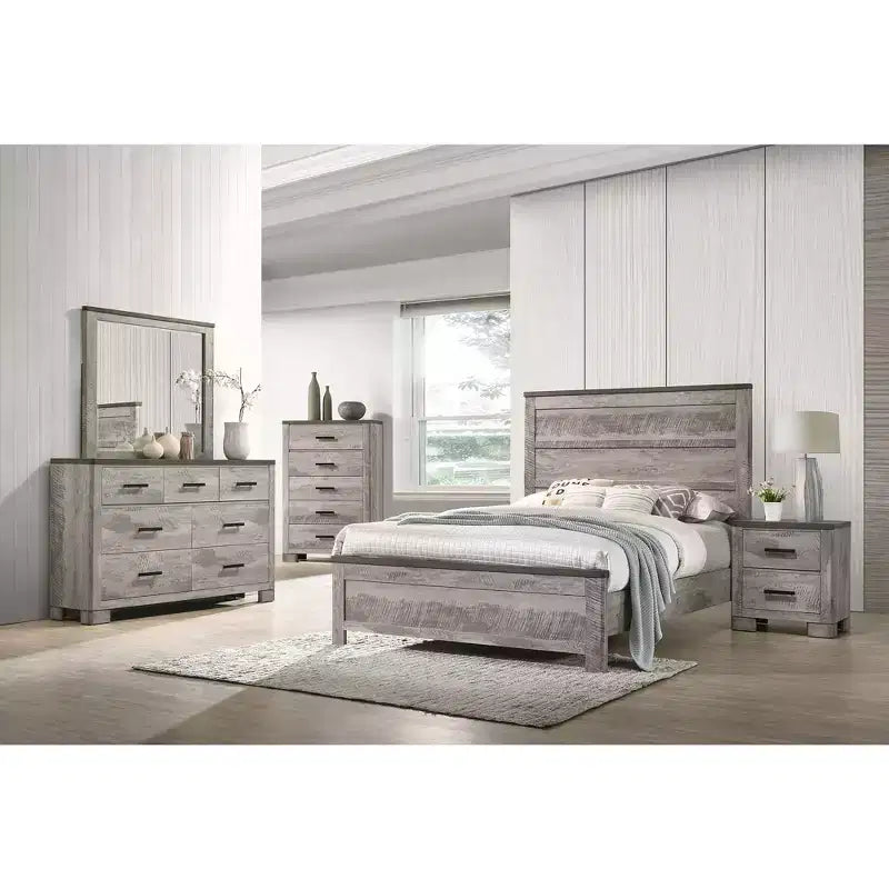 Adam 6 Drawer Dresser with Mirror Gray - Picket House Furnishings: Transitional Style, Velvet-Lined