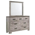 Commode à 6 tiroirs Adam avec miroir Gris - Picket House Furnishings : Style transitionnel, Doublure en velours