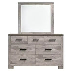 Commode à 6 tiroirs Adam avec miroir Gris - Picket House Furnishings : Style transitionnel, Doublure en velours