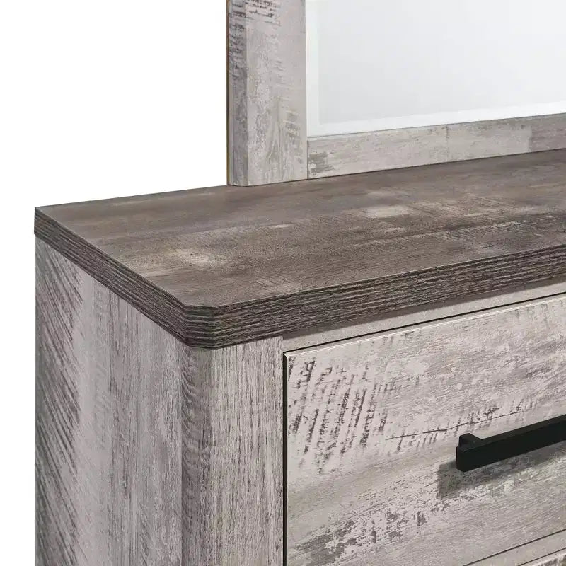 Commode à 6 tiroirs Adam avec miroir Gris - Picket House Furnishings : Style transitionnel, Doublure en velours