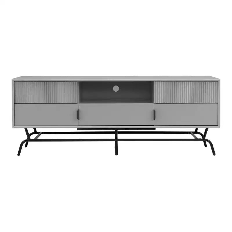 Meuble TV miBasics Meadowgrove moderne à 3 tiroirs pour téléviseurs jusqu'à 65 po avec armoires Gris