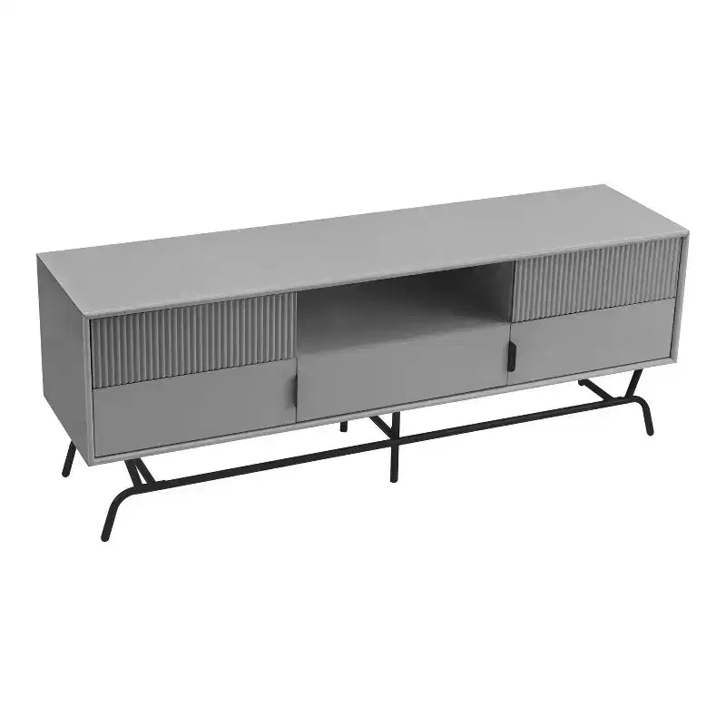 Meuble TV miBasics Meadowgrove moderne à 3 tiroirs pour téléviseurs jusqu'à 65 po avec armoires Gris