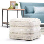 Silva Square Pouf Natural - WyndenHall: Handloom Woven, Durable, Lightweight, No Assembly, Bohemian Style