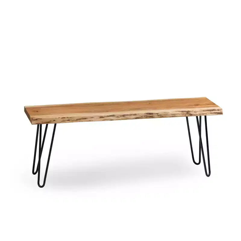 Banc en bois à bord naturel à 48 crochets avec ensemble d'étagères et patères en bois naturel - Alaterre Furniture