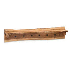 Banc en bois à bord naturel à 48 crochets avec ensemble d'étagères et patères en bois naturel - Alaterre Furniture