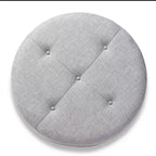 Baxton Studio Vinet Pouf Rond de Cocktail en Bois Naturel Gris : Table Basse Ronde Rembourrée Moderne, Capacité de 113 kg