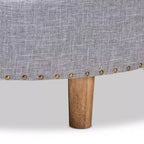 Baxton Studio Vinet Pouf Rond de Cocktail en Bois Naturel Gris : Table Basse Ronde Rembourrée Moderne, Capacité de 113 kg