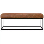 Banc ottoman rectangulaire contemporain moderne Gwendolyn WyndenHall 56 po de largeur, couleur havane