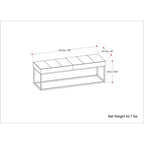 Banc ottoman rectangulaire contemporain moderne Gwendolyn WyndenHall 56 po de largeur, couleur havane