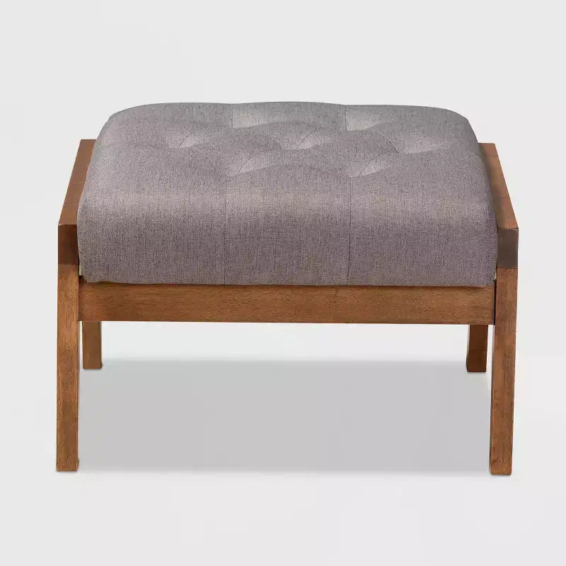 Pouffe rembourré Naeva en bois gris/marron - Baxton Studio