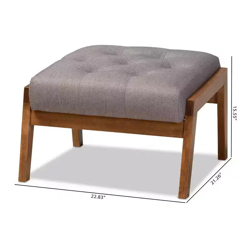Pouffe rembourré Naeva en bois gris/marron - Baxton Studio