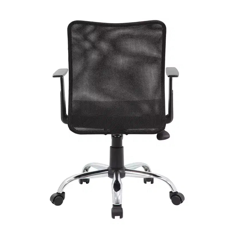 Fauteuil de travail en maille à accoudoirs fixes noir - Boss Office Products : Piètement chromé, vérin pneumatique, mécanisme d'inclinaison verrouillable
