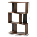 40,2 po Bibliothèque d'affichage Legende fini marron/gris foncé : Petite étagère de rangement moderne de Baxton Studio