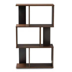 40,2 po Bibliothèque d'affichage Legende fini marron/gris foncé : Petite étagère de rangement moderne de Baxton Studio
