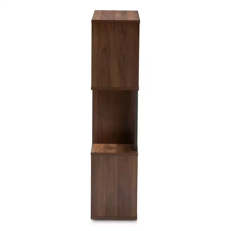 40,2 po Bibliothèque d'affichage Legende fini marron/gris foncé : Petite étagère de rangement moderne de Baxton Studio