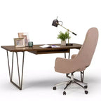 Bureau Travis 66 po en bois massif avec tiroir clavier, base en métal - WyndenHall