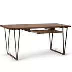 Bureau Travis 66 po en bois massif avec tiroir clavier, base en métal - WyndenHall