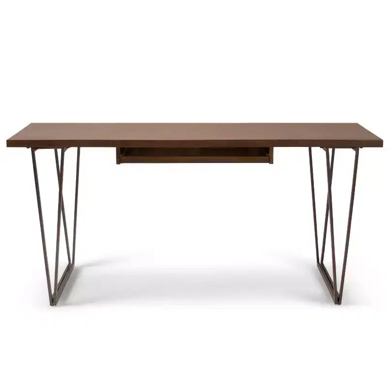 Bureau Travis 66 po en bois massif avec tiroir clavier, base en métal - WyndenHall