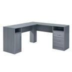 Techni Mobili Functional L Shaped Desk with Storage Gray: Modern Office Desk with Drawers