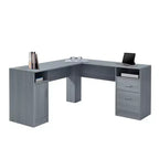 Bureau d'angle fonctionnel Techni Mobili avec rangement gris : bureau moderne avec tiroirs
