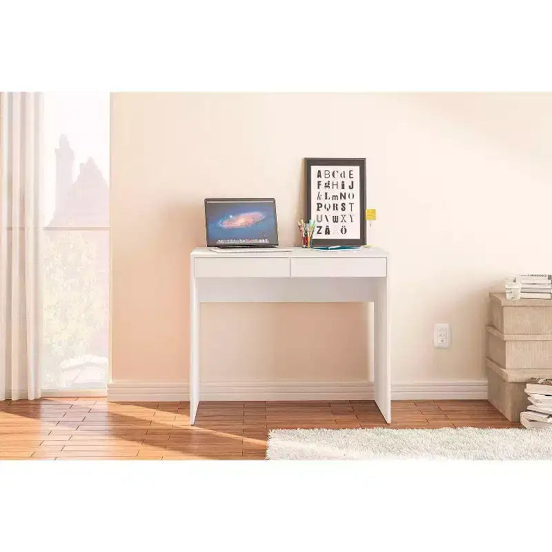 Tiroir Tijuca 2 Bureau compact pour étudiant blanc - Polifurniture : Style moderne, Design compact, Assemblage adulte