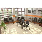 Fauteuil visiteur antimicrobien 300lbs noir - Boss Office Products : Dossier mi-hauteur robuste, Structure métallique, Facile à nettoyer