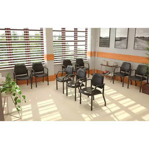 Fauteuil visiteur antimicrobien 300lbs noir - Boss Office Products : Dossier mi-hauteur robuste, Structure métallique, Facile à nettoyer