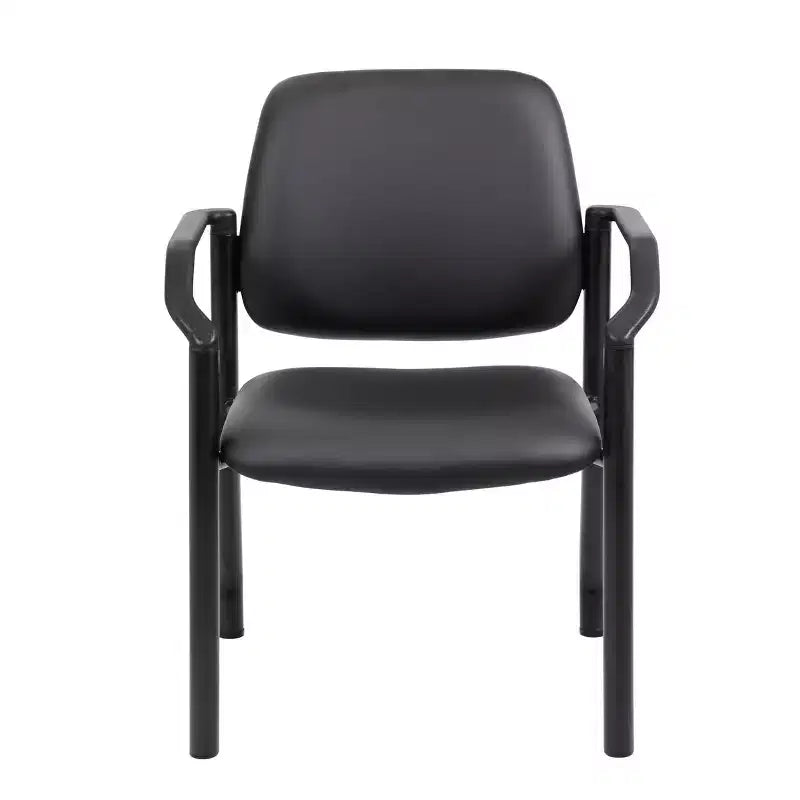 Fauteuil visiteur antimicrobien 300lbs noir - Boss Office Products : Dossier mi-hauteur robuste, Structure métallique, Facile à nettoyer