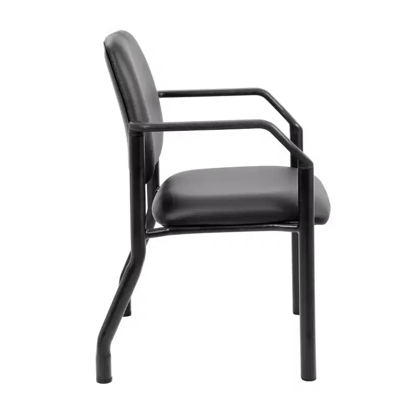 Fauteuil visiteur antimicrobien 300lbs noir - Boss Office Products : Dossier mi-hauteur robuste, Structure métallique, Facile à nettoyer