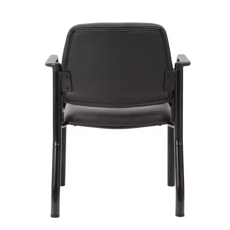 Fauteuil visiteur antimicrobien 300lbs noir - Boss Office Products : Dossier mi-hauteur robuste, Structure métallique, Facile à nettoyer