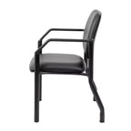 Fauteuil visiteur antimicrobien 300lbs noir - Boss Office Products : Dossier mi-hauteur robuste, Structure métallique, Facile à nettoyer