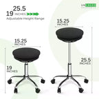 Tabouret de bureau réglable en hauteur Wobble Stool Air noir - Uncaged Ergonomics : équilibre roulant, engagement musculaire, revêtement en polyester, cadre en acier