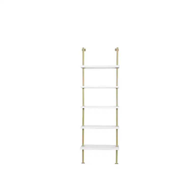 72.8" Nathan James Set of 2 Theo 5 Shelf Bookshelf White/Gold