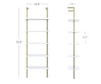 Étagère Theo à 5 niveaux Nathan James, ensemble de 2, 184,9 cm, blanc/doré