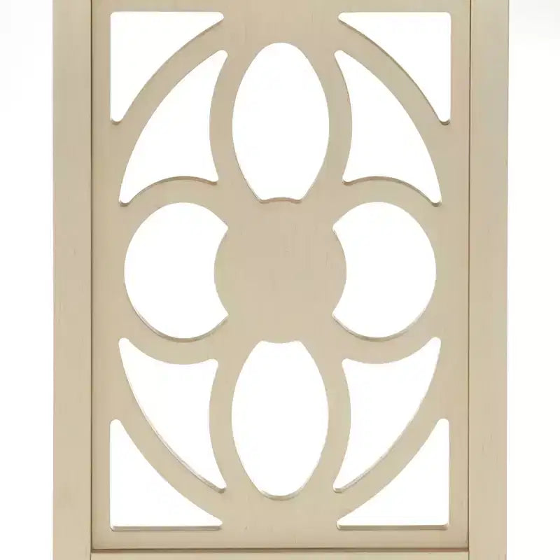 Bureau Lifestorey Allegory Floral Panel Legs Blanc : Bois d'hévéa massif, pieds à panneaux floraux, style moderne du milieu du siècle, 112 cm de large