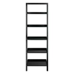 Étagère penchée Bellamy Winsome noire de 69,36 po : Bibliothèque murale sécurisée à 5 niveaux, peu encombrante, en bois massif