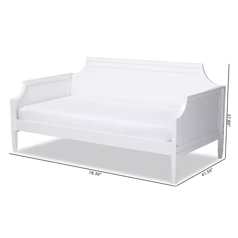 Lit de repos double Mariana Wood Blanc - Baxton Studio : Cadre traditionnel en MDF et bois d'hévéa, finition peinte, support renforcé