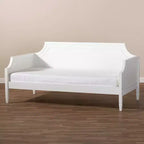 Lit de repos double Mariana Wood Blanc - Baxton Studio : Cadre traditionnel en MDF et bois d'hévéa, finition peinte, support renforcé