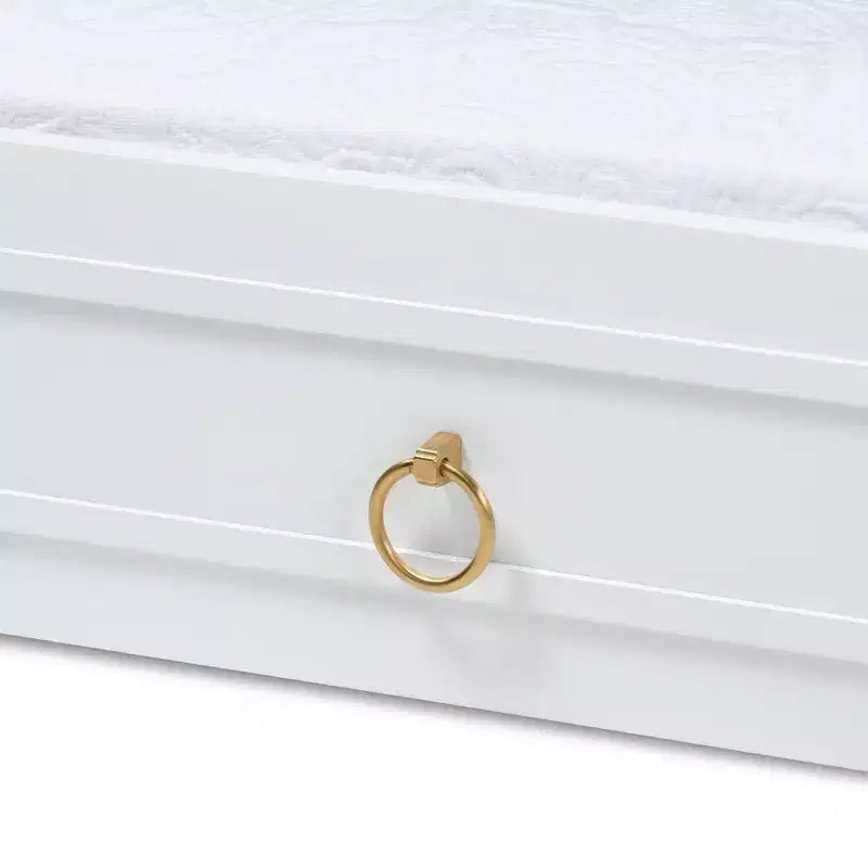 Lit gigogne simple blanc en bois finition blanche Mariana - Baxton Studio