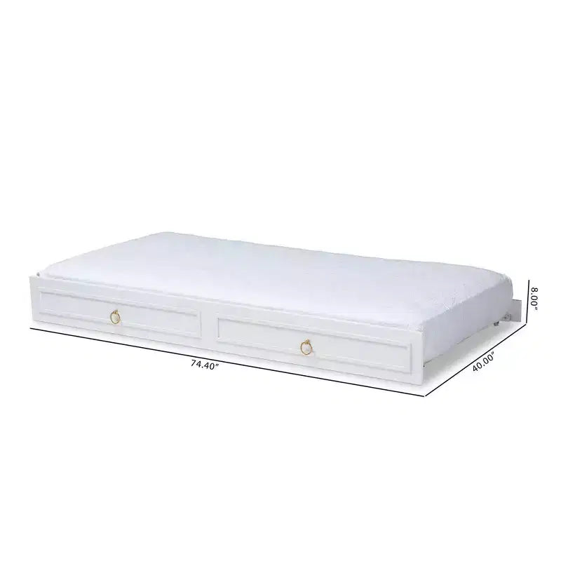 Lit gigogne simple blanc en bois finition blanche Mariana - Baxton Studio