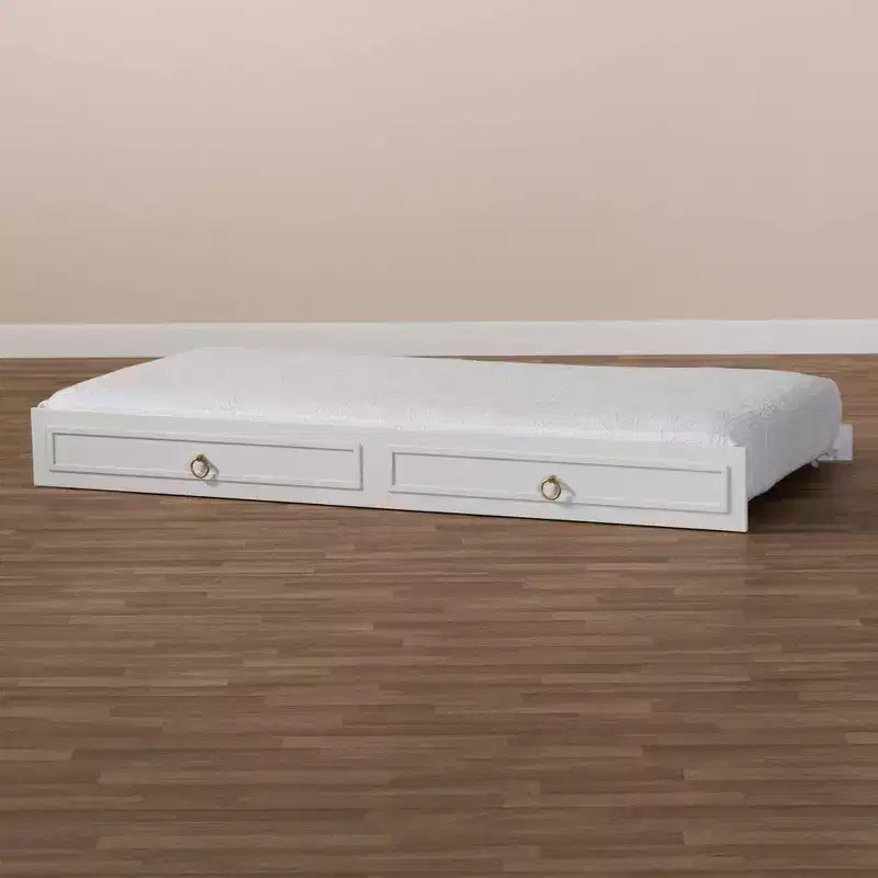 Lit gigogne simple blanc en bois finition blanche Mariana - Baxton Studio