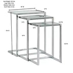 Carolina Living Emil Ensemble de tables gigognes dorées : Verre trempé transparent, cadre en métal, aucun assemblage requis