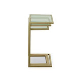 Carolina Living Emil Ensemble de tables gigognes dorées : Verre trempé transparent, cadre en métal, aucun assemblage requis