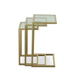 Carolina Living Emil Ensemble de tables gigognes dorées : Verre trempé transparent, cadre en métal, aucun assemblage requis